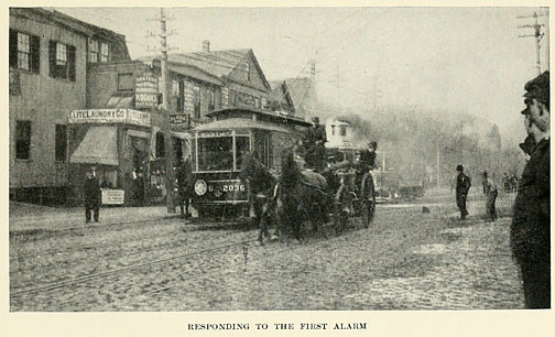 Smoking Steamer pulled by horses