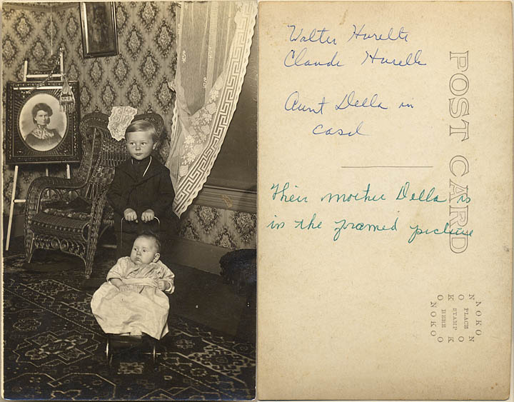 Idella Mathews with her mother Josephine Pease Mathews on NOKO photo post card