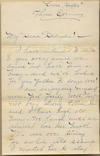 1916 letter to Della Mathews