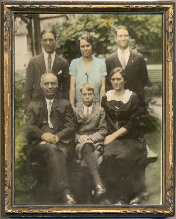 1957 Freshwater Newfoundland United Church and homes with Carbonear Island