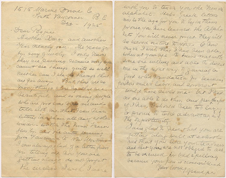 1925 George Turner letter to Peggy