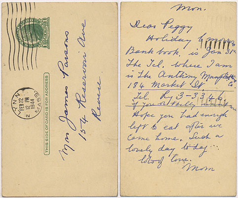 1944 Penny Post Card from Amy Watt