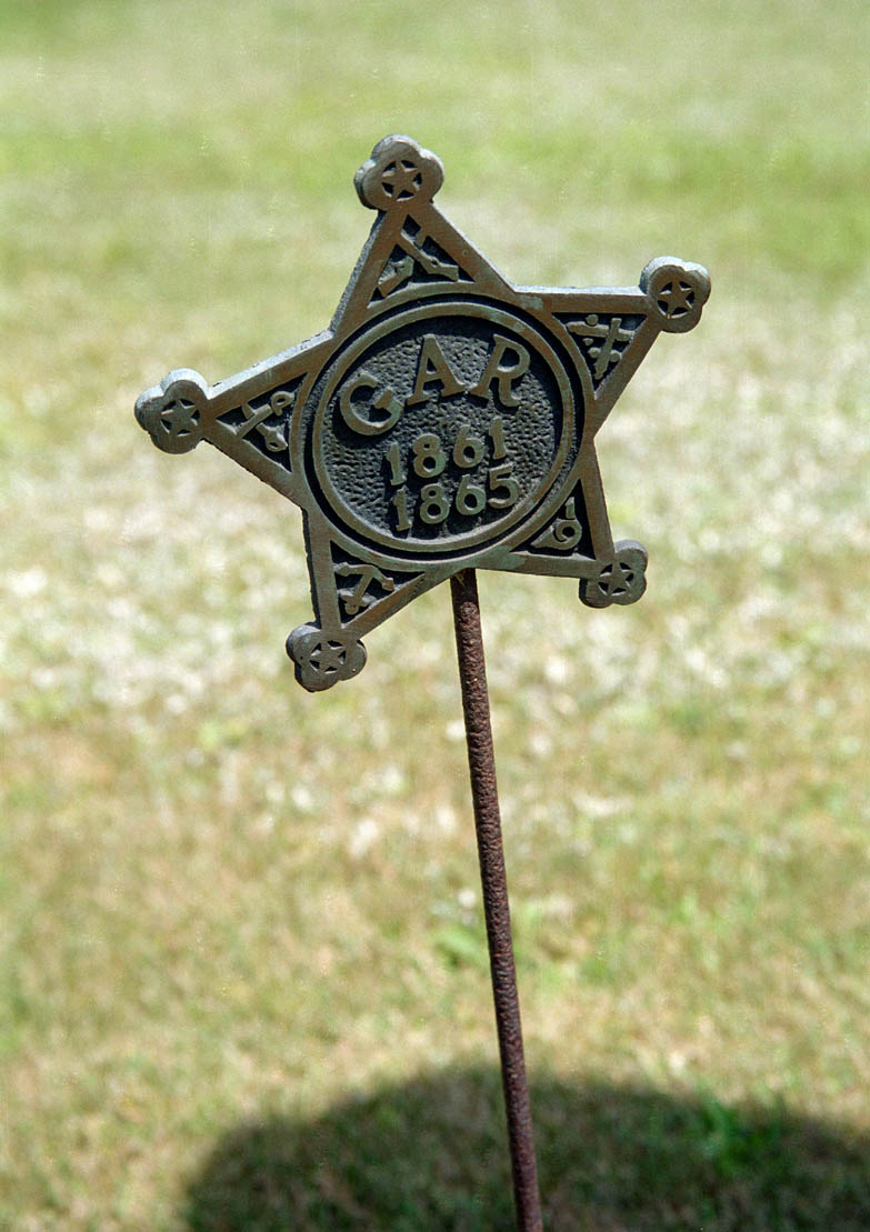 Joseph Ward Mathews' Civil War, Grand Army of the Republic memorial star in the Otsego Cemetery photographed in 2001