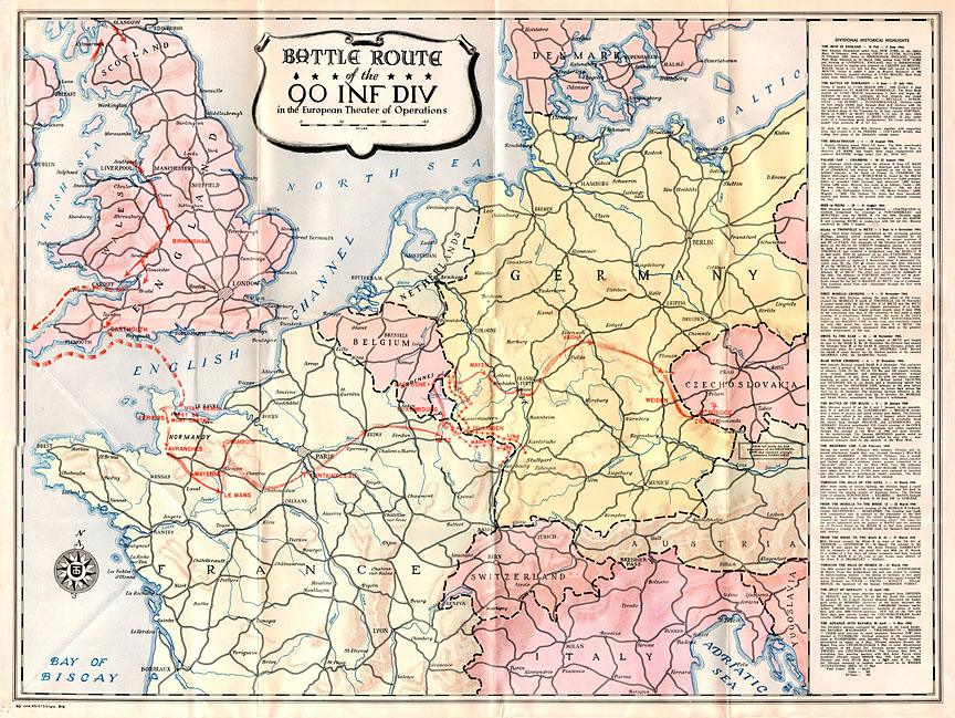 90th Infantry battle route map