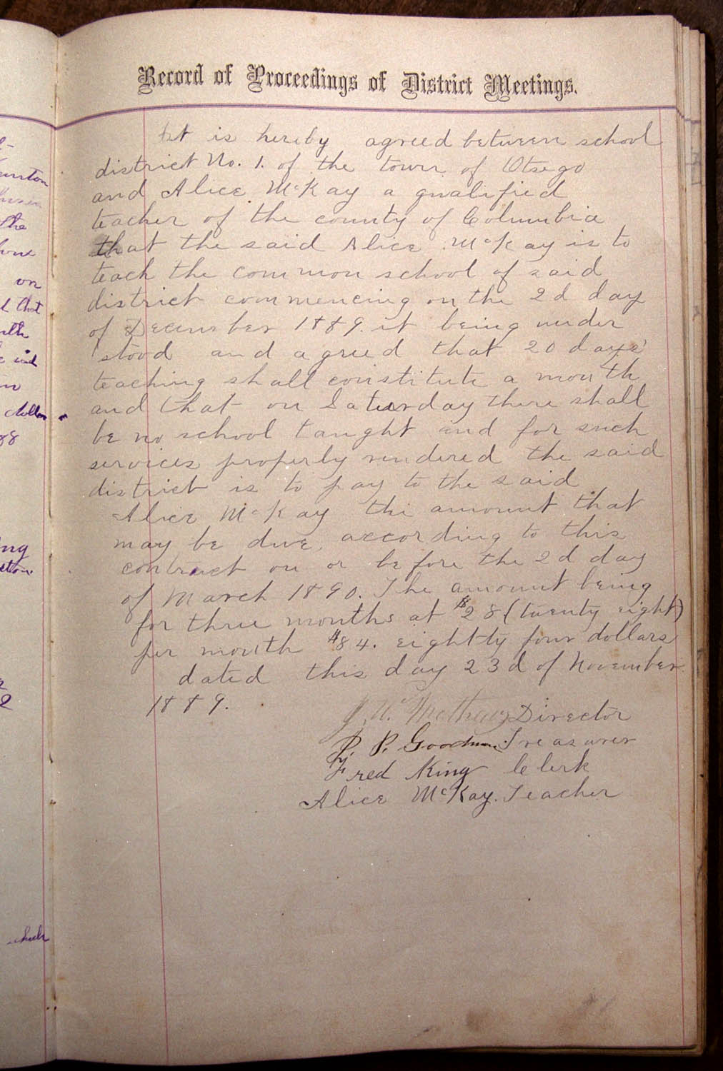 Garrison School records - Mathews