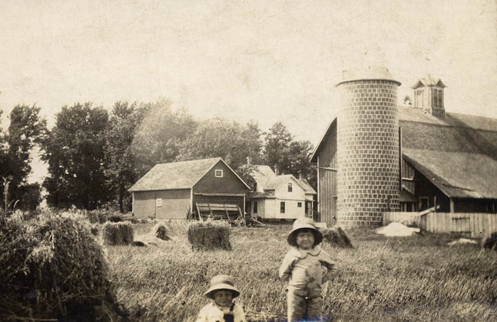 Claude and Walter Hurelle in the hay field, Otsego Wisconsin.