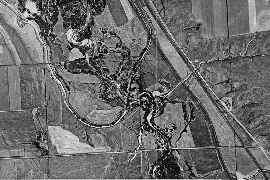 1937 aerial photo High Line Canal