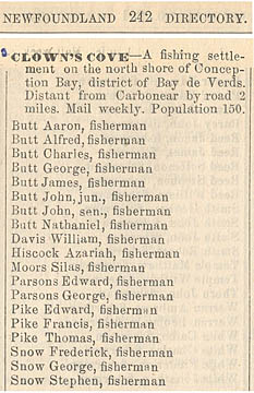 1858 Bay de Verde Clowns cove Freshwater statistics