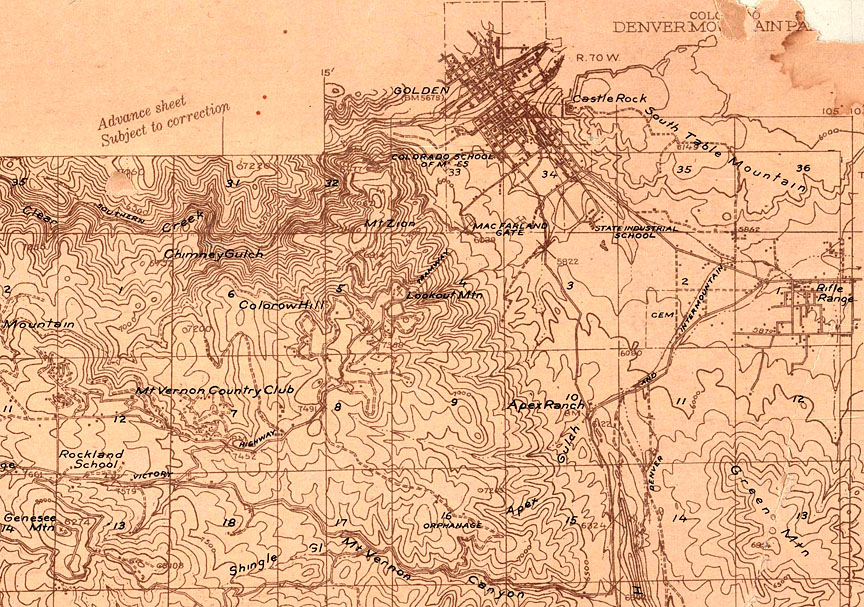 1923 topo map of Golden