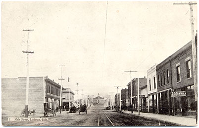 looking down the tracks downtown Littleton Colorado