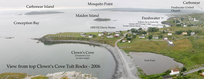 2006 view of Clown's Cove, Conception Bay, Carbonear Island and Freshwater