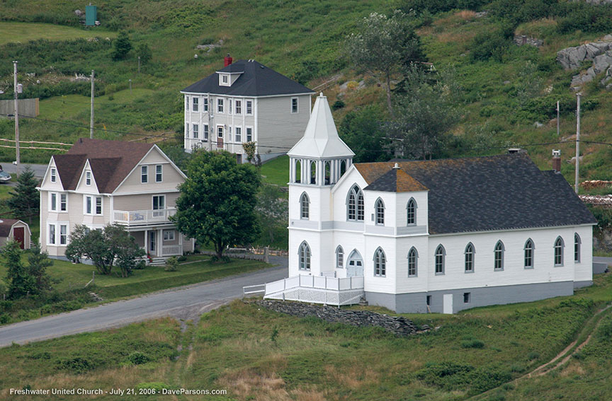 Freshwater United Church panorama, Newfoundland
